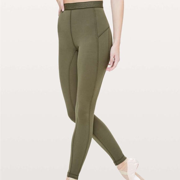 NWOT Rare Lululemon Principal Dancer Golden Lining Tight in Armory - Picture 2 of 10